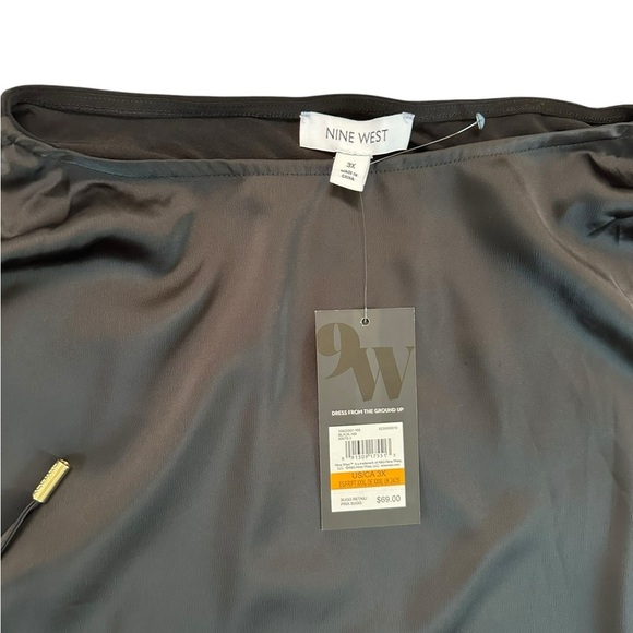 Nine West Ruched Shoulder Tie Elegant Black Women's Top Size 3X NWT - Picture 11 of 17